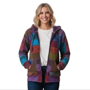 Rising International Mixed Media Full Zip Hoodie Size L